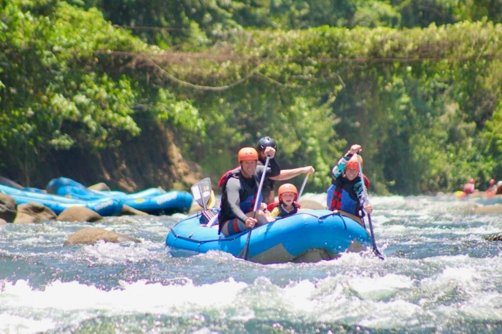 Beginner group rafting down the Balsa River in Arenal, Costa Rica